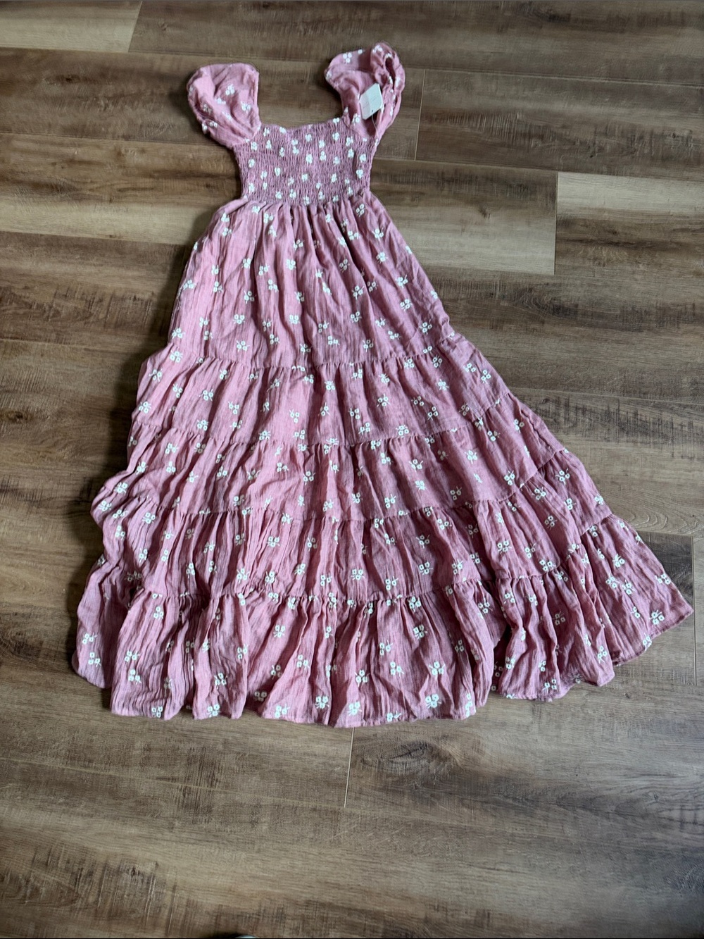 Girls' Pink Floral Tiered Maxi Dress